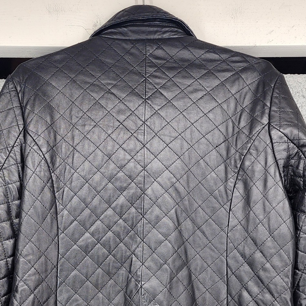 Neiman Marcus Exclusive Vintage Black Quilted Lamb Leather Jacket Coat Womens XL - Picture 10 of 12